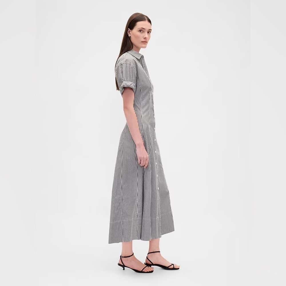 NEW! GAP Stripe Poplin Roll-Cuff Midi Shirtdress - Large / Small Tall / XXL 🕹️ - Picture 3 of 9